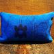 Vintage Wool Lumbar Pillow, Geometric Tribal Navy Cushion 12x20