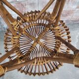 Paire de tabourets de bar bambou & rotin