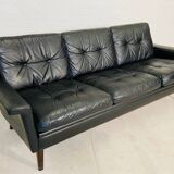 Vintage danish retro nili stoppmøbler 3 person sofa in black leather 1960s
