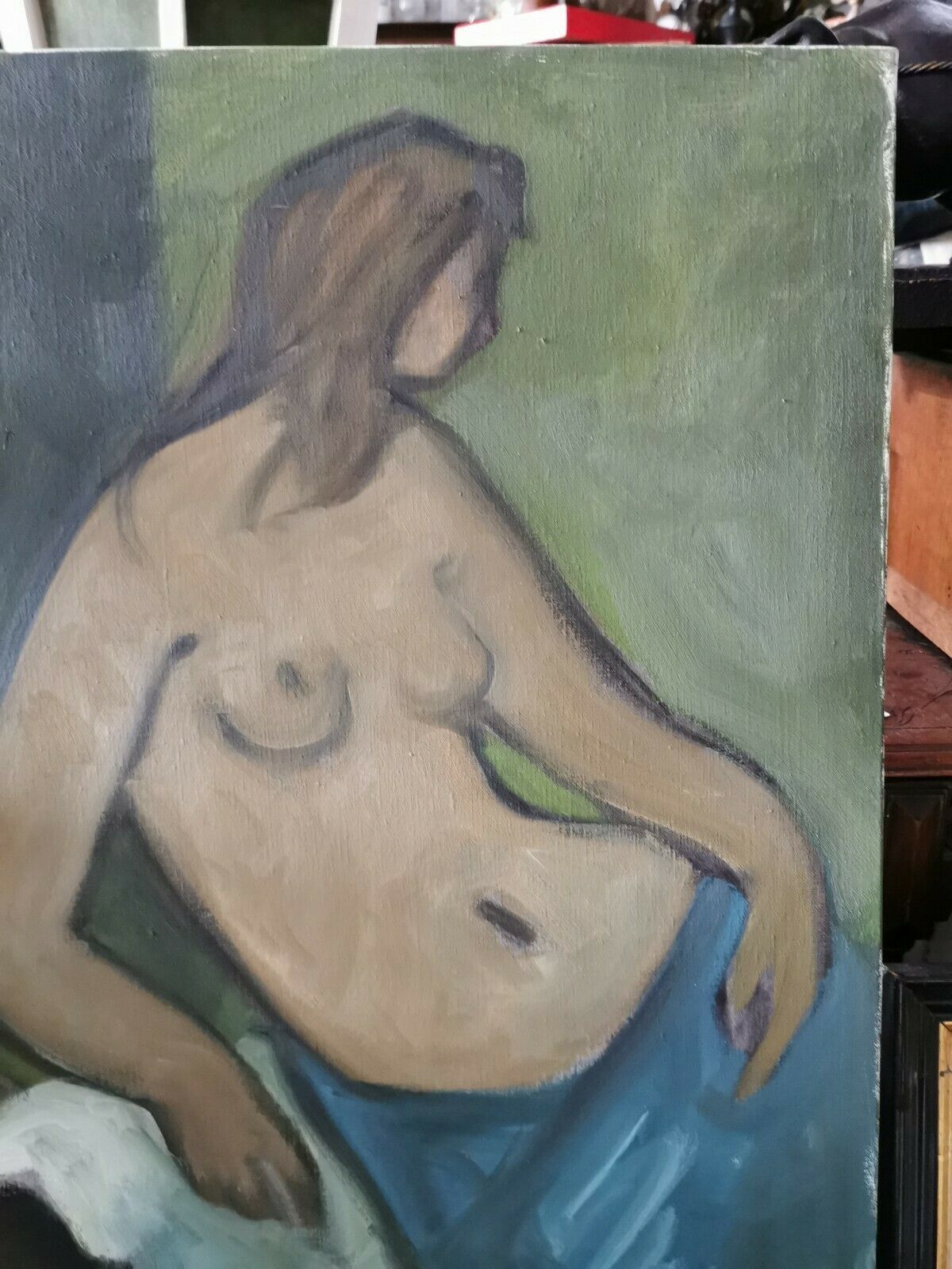 Oil on female nude canvas