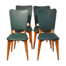 Série de 4 chaises années 60 skaï vert