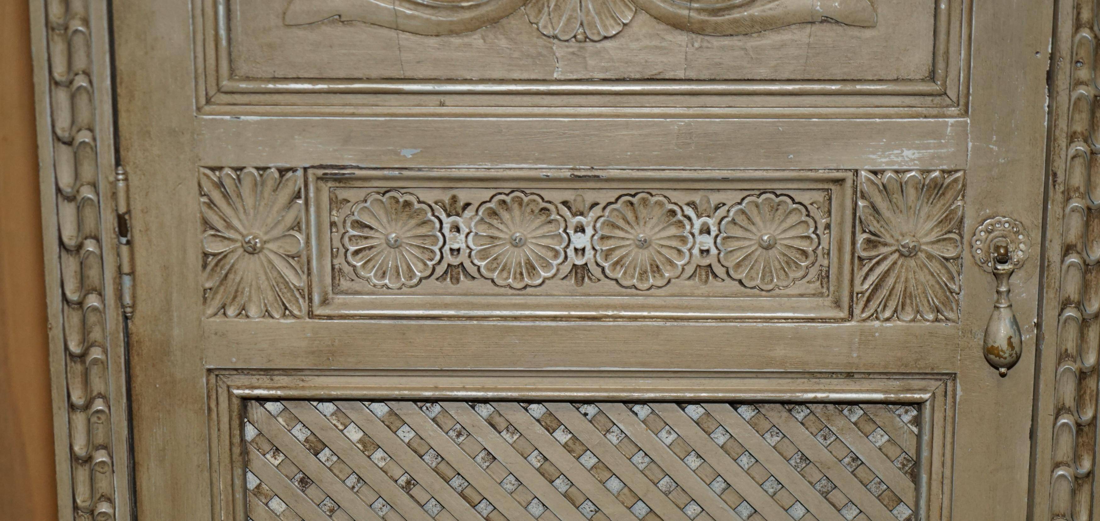 Jacobean Revival armoire, hand-carved, painted - 1840-1860