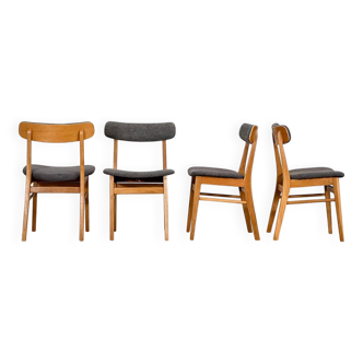 Ensemble de quatre chaises Farstrup danoises en chêne