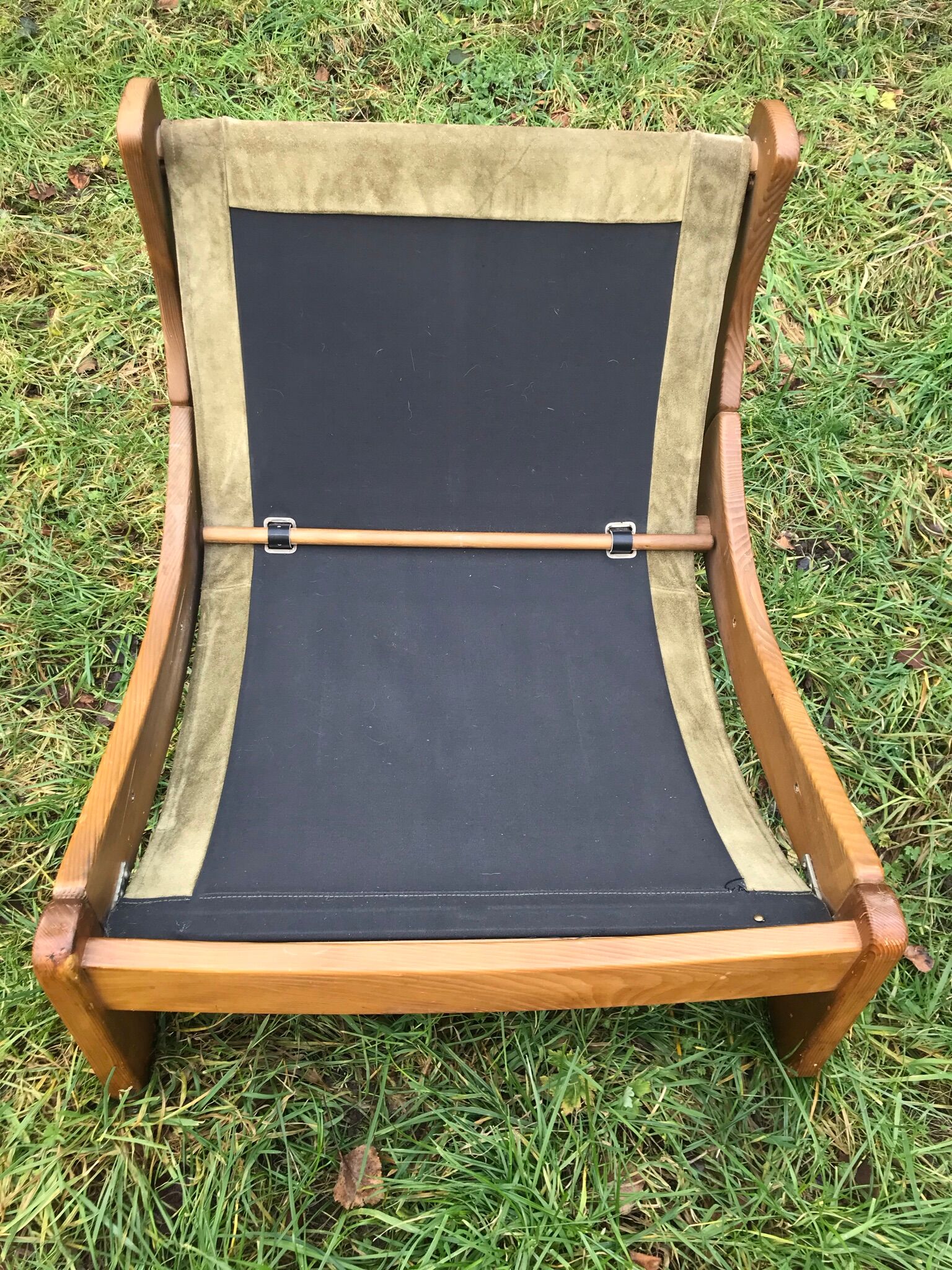 3 vintage khaki wood and suede heaters 70s