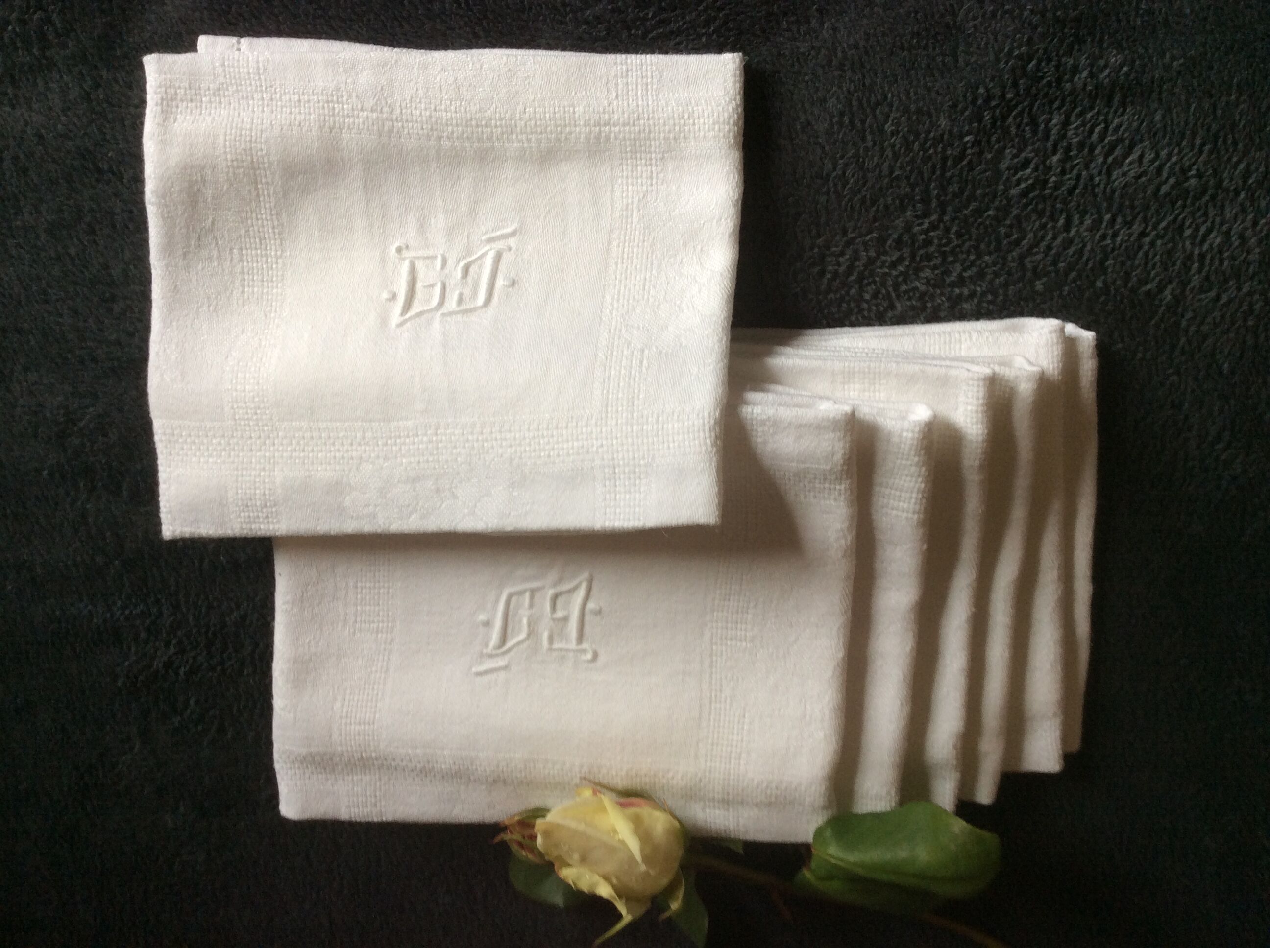 Lot of 6 old GJ monogrammed towels