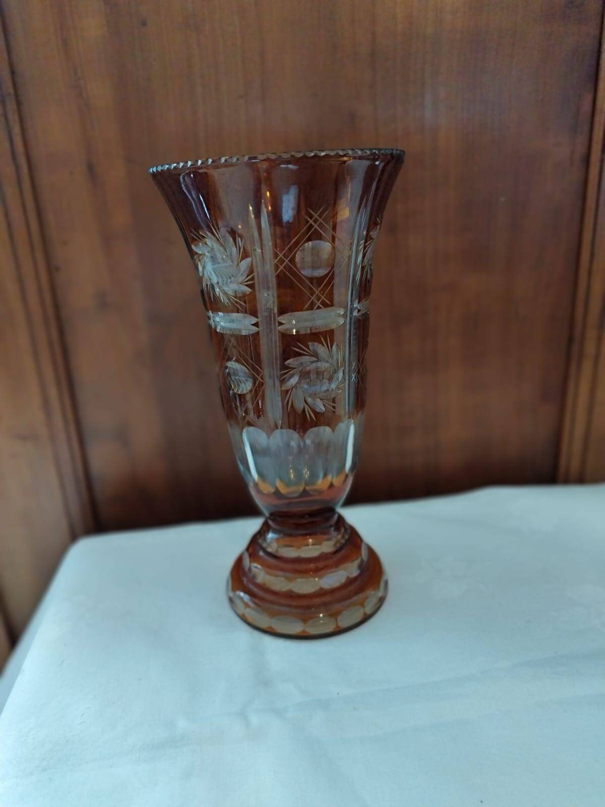 Bohemian crystal chiseled vase