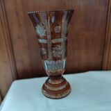 Bohemian crystal chiseled vase