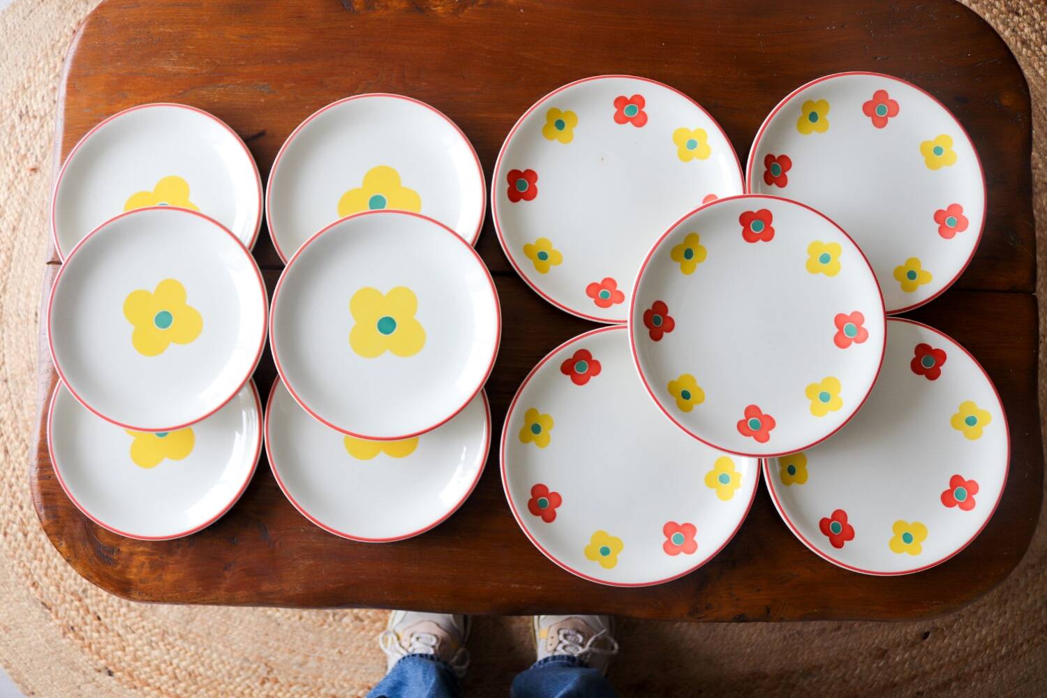 11 Yellow flower habitat plate with orange border BY PAGNOSSIN ITALY
