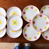 11 Yellow flower habitat plate with orange border BY PAGNOSSIN ITALY