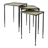 Suite of metal and glass nesting tables.