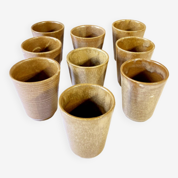 Set of 9 Digoin stoneware cups