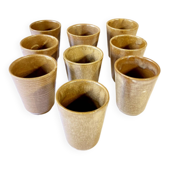 Set of 9 Digoin stoneware cups