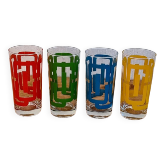 Lot de 4 verres à orangeade Seventies