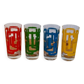 Set of 4 Seventies orangeade glasses