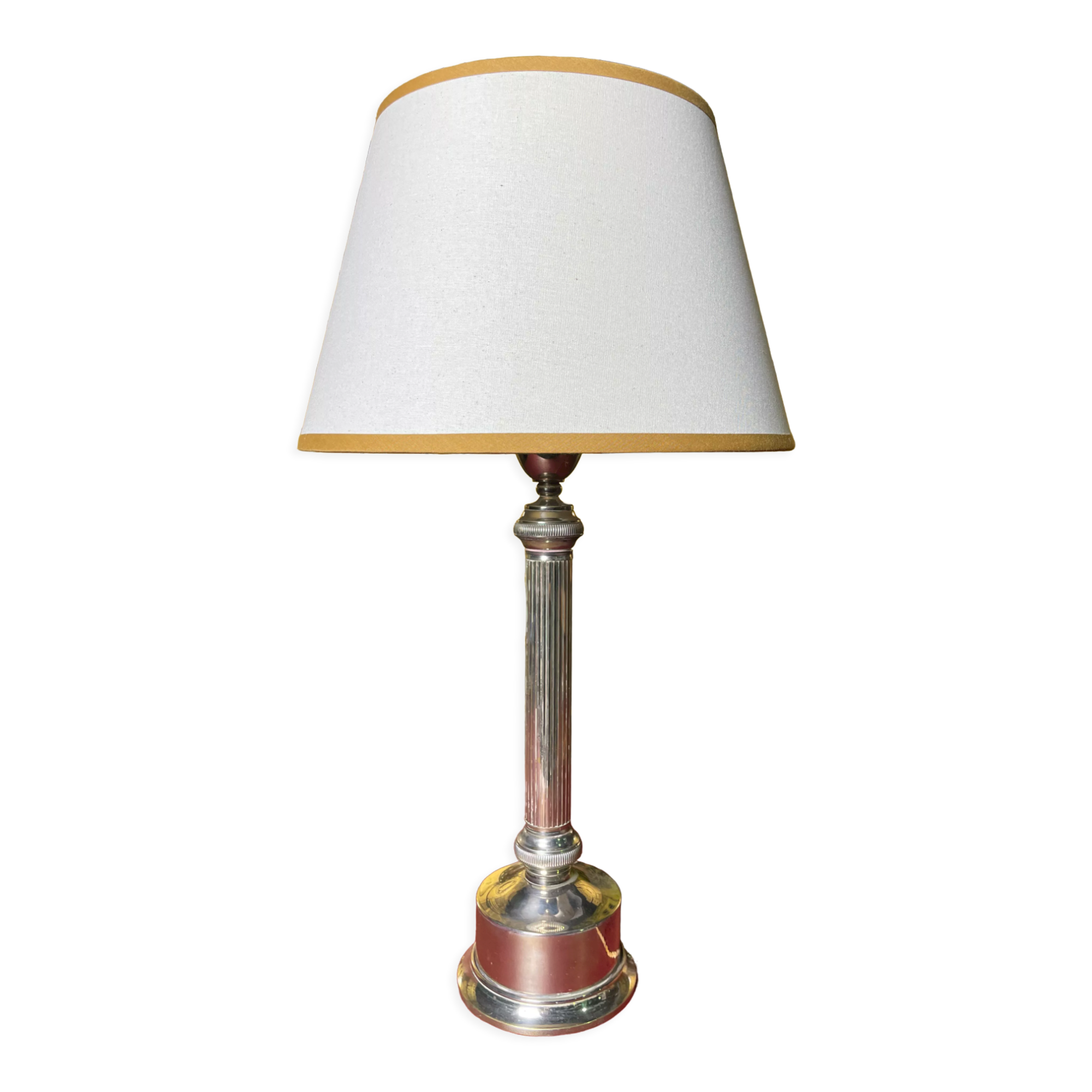 Table lamp Empire style chrome metal 1970