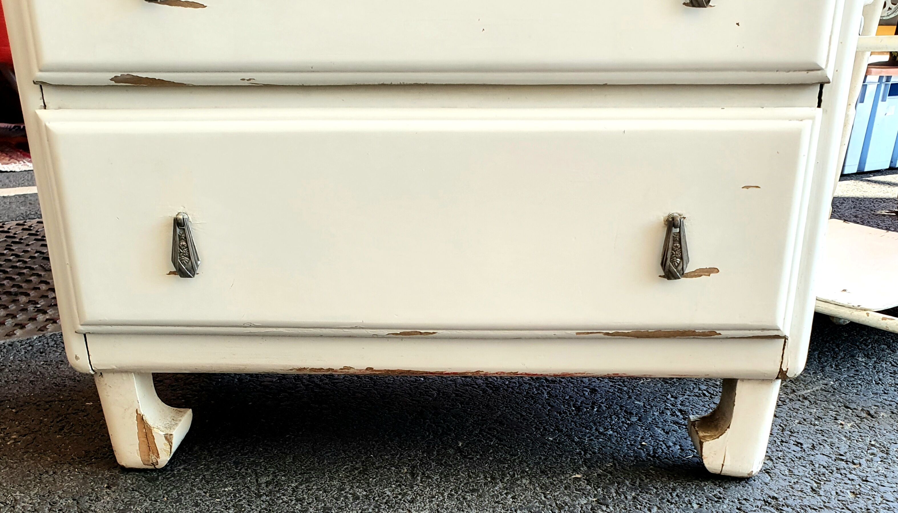 Vintage furniture with 5 drawers painted white