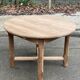 Renovated round extendable farmhouse dining table in solid oak 110-155cm.