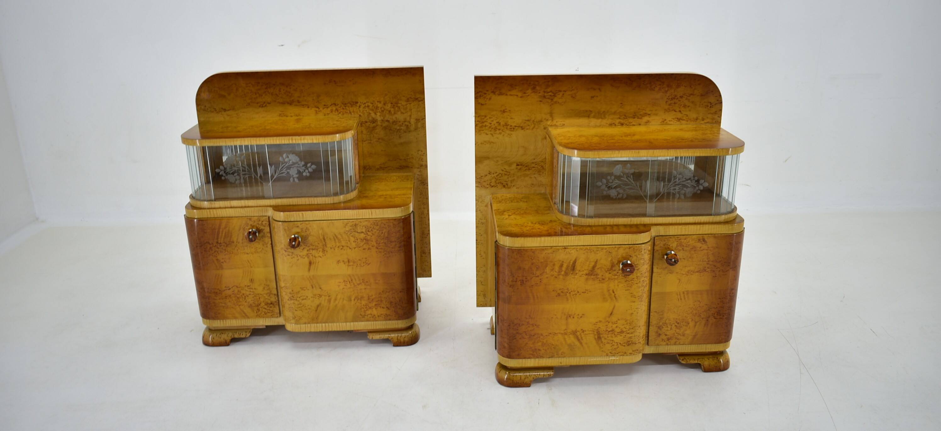 1939s set of Art Deco bedside tables, Czechoslovakia