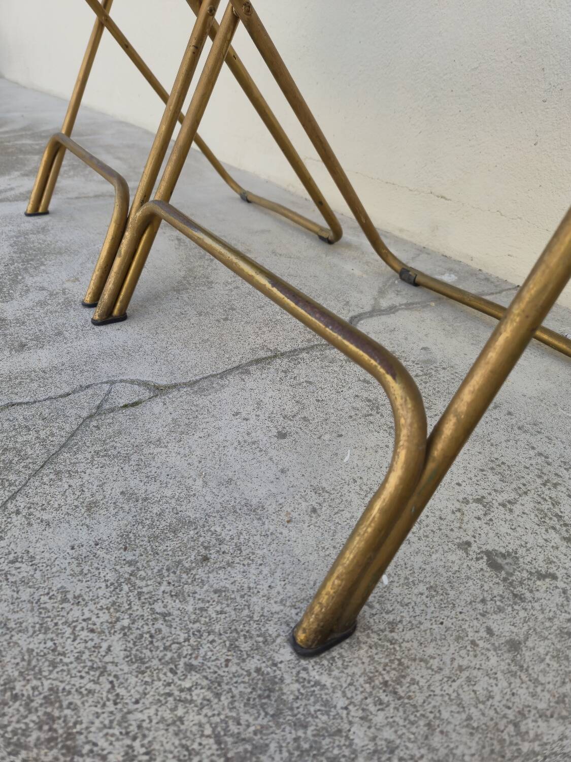 Pair of vintage 1950s Lafuma black folding chairs
