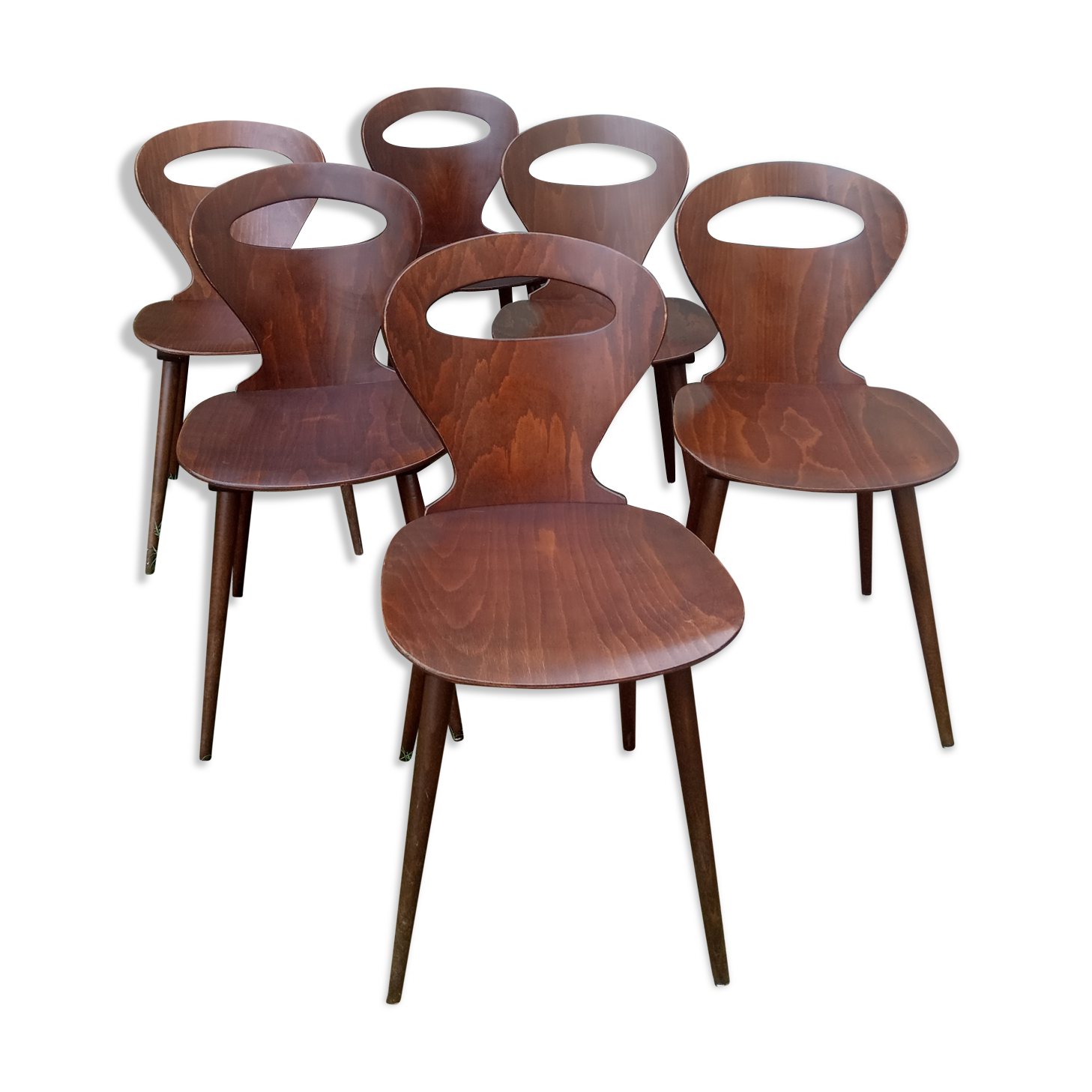 Lot de 6 chaises bistrot Baumann modèle "Fourmi"