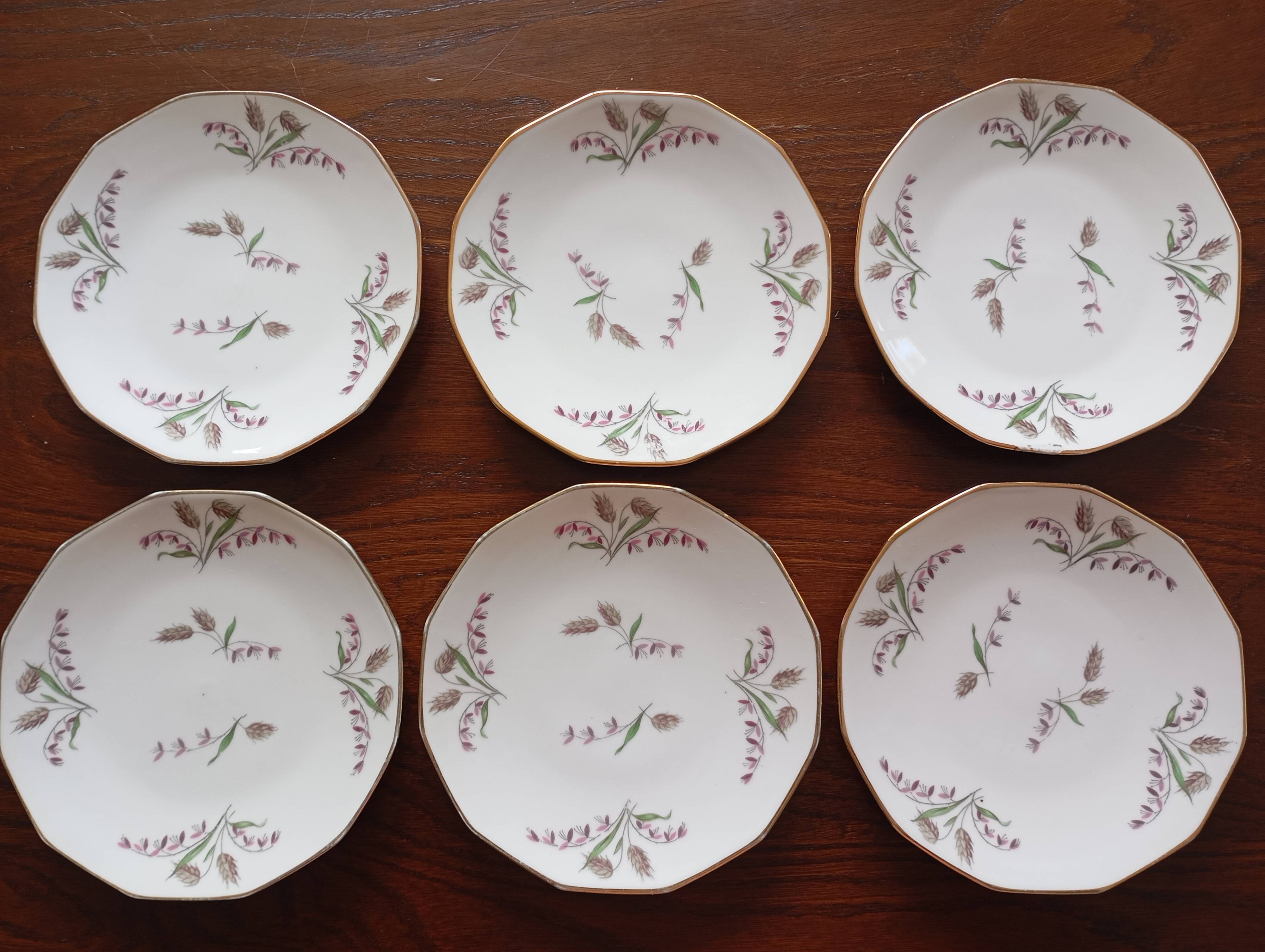 6 Limosa hard porcelain dessert plates (Limoges)
