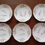 6 Limosa hard porcelain dessert plates (Limoges)