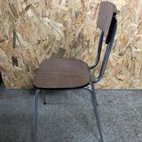 Chaise cuisine formica imitat° bois avec pieds compas metal chromé vintage