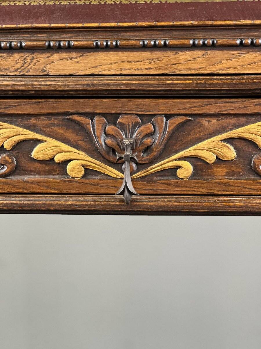 Carved and polychrome wooden secretary, Neo-Renaissance style, 19th century