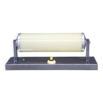 1930s Bauhaus chrome tubular wall light, cream glass shade, Czechoslovakia, ESČ