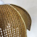 Vintage pendant lamp in rattan in the shape of a flower