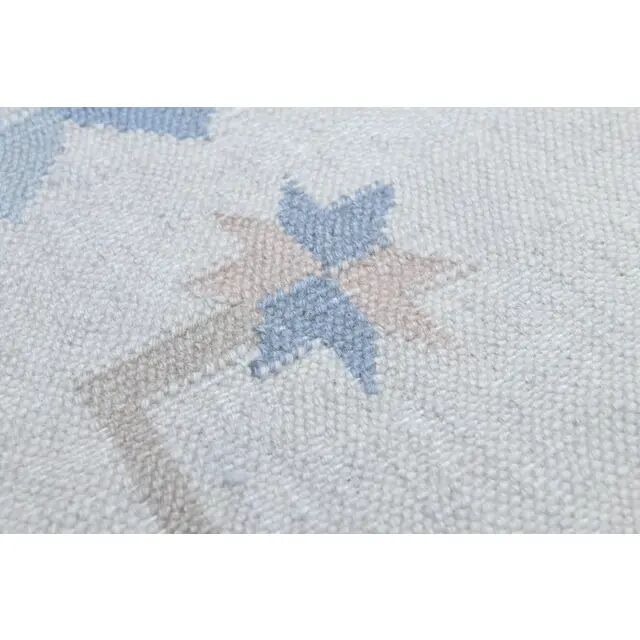 1970s Turkish Oushak Handmade Wool Cotton Blue Beige Area Rug 230x325