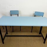 Blue formica table & chairs set