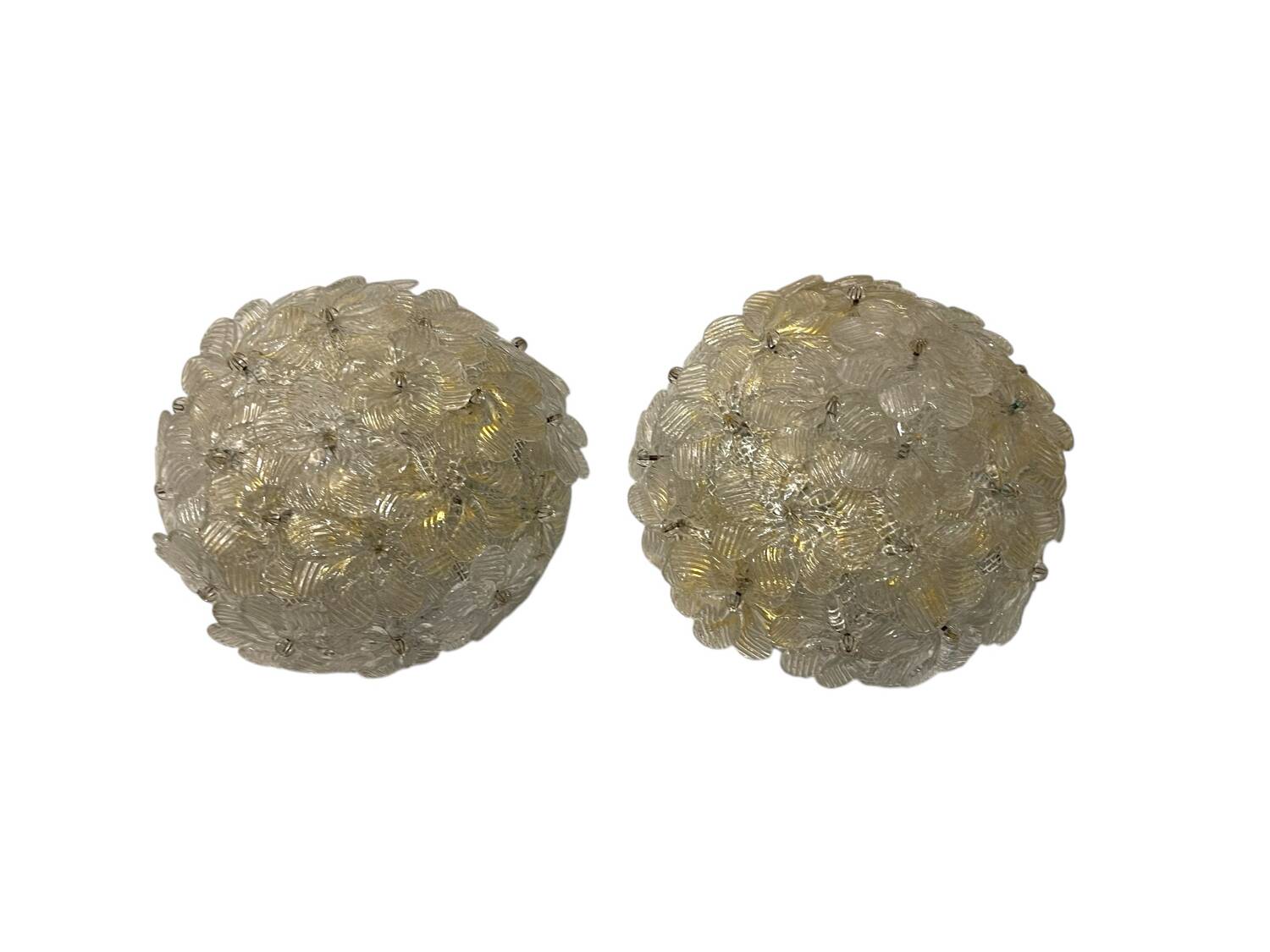 Lot de 2 appliques/plafonniers en verre de Murano par Seguso années 1960