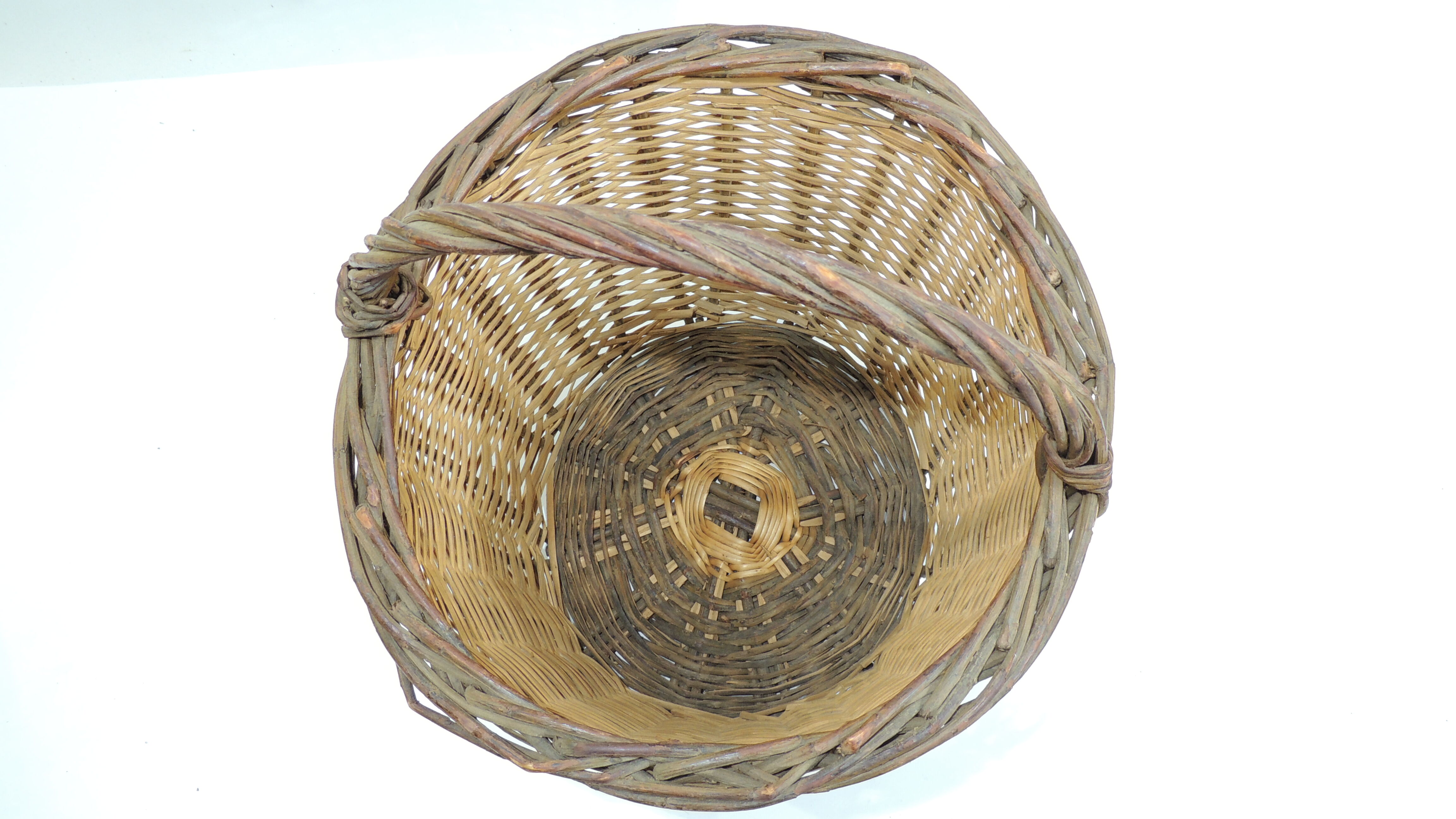 Antique wicker basket / handmade / vintage