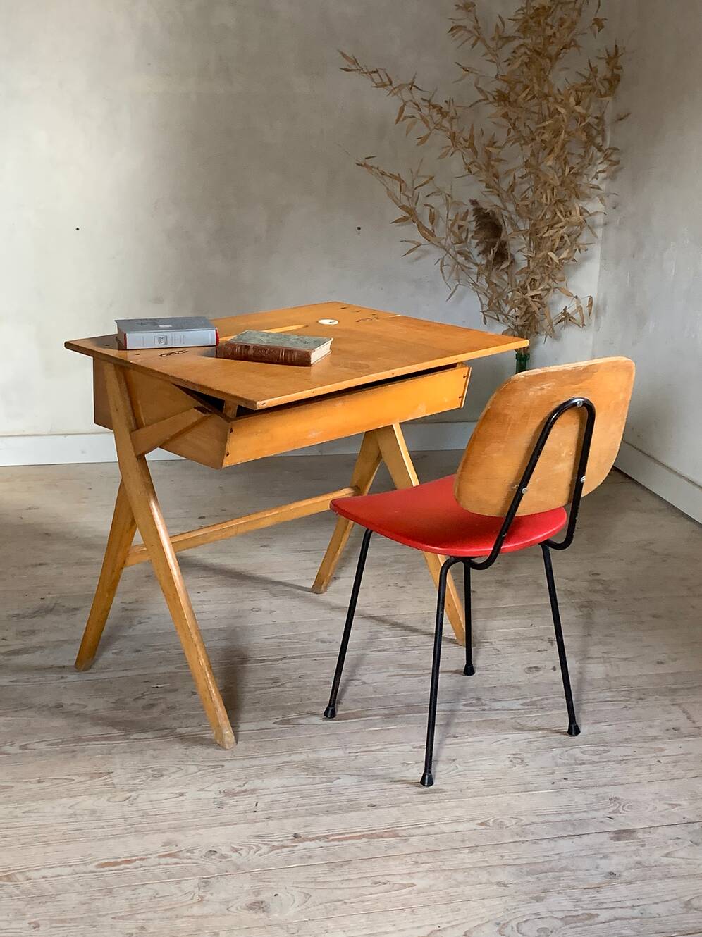 Bureau pupitre vintage pied compas portique