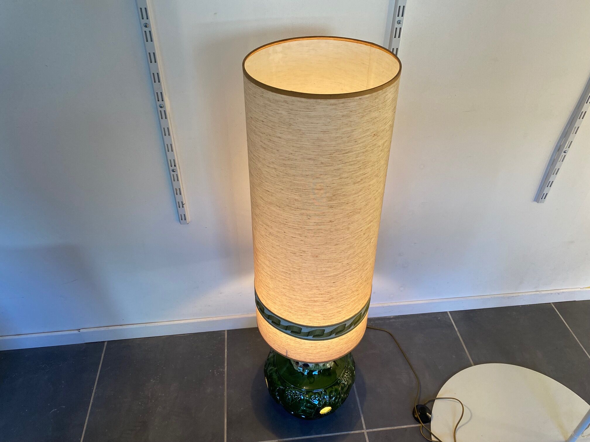 Floor lamp green ceramic double lighting vintage 1970