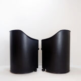 Pair of Artona armchairs in black leather by Afra and Tobia Scarpa for Maxalto