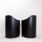 Pair of Artona armchairs in black leather by Afra and Tobia Scarpa for Maxalto.