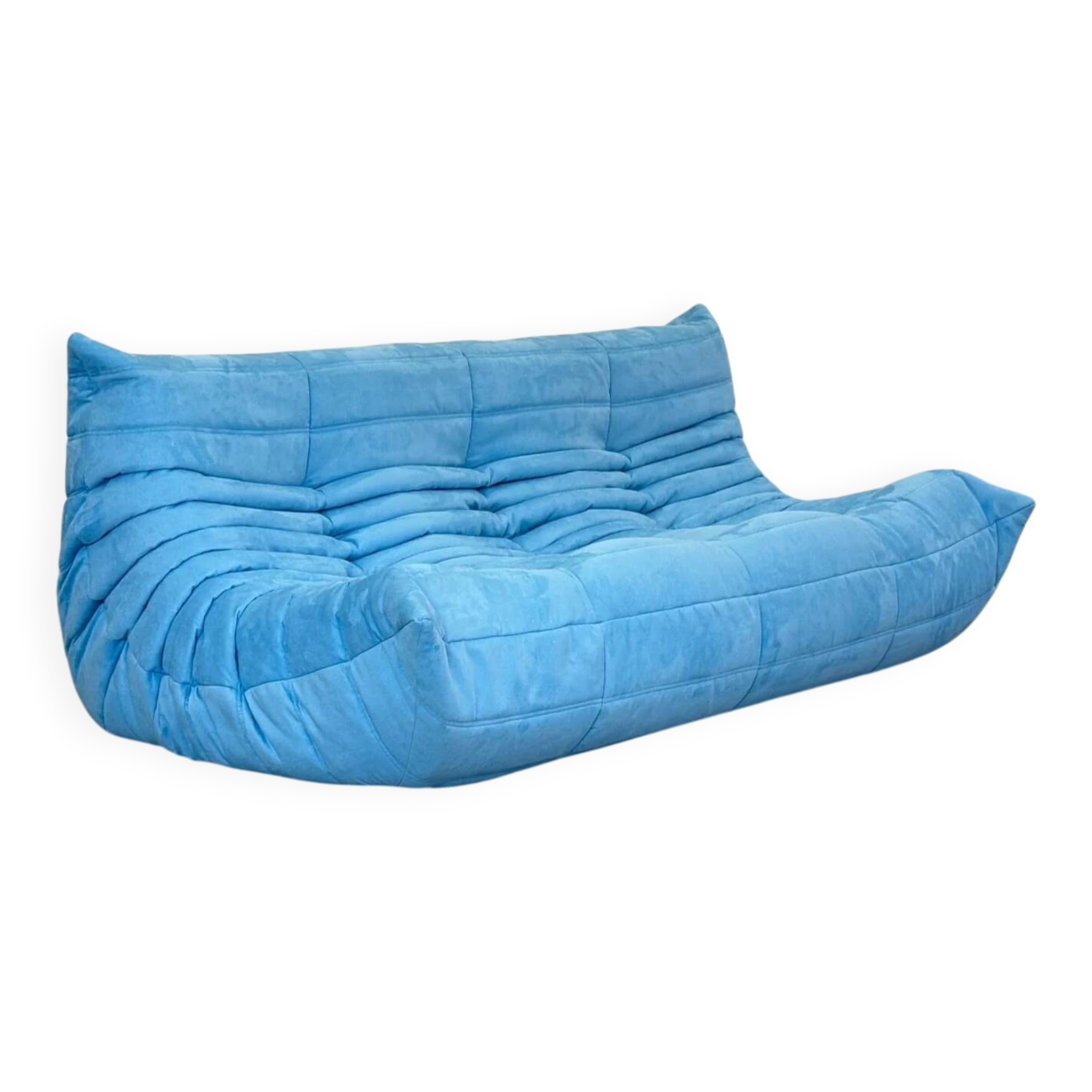 Baby blue Alcantara 3-seater Togo by Michel Ducaroy
