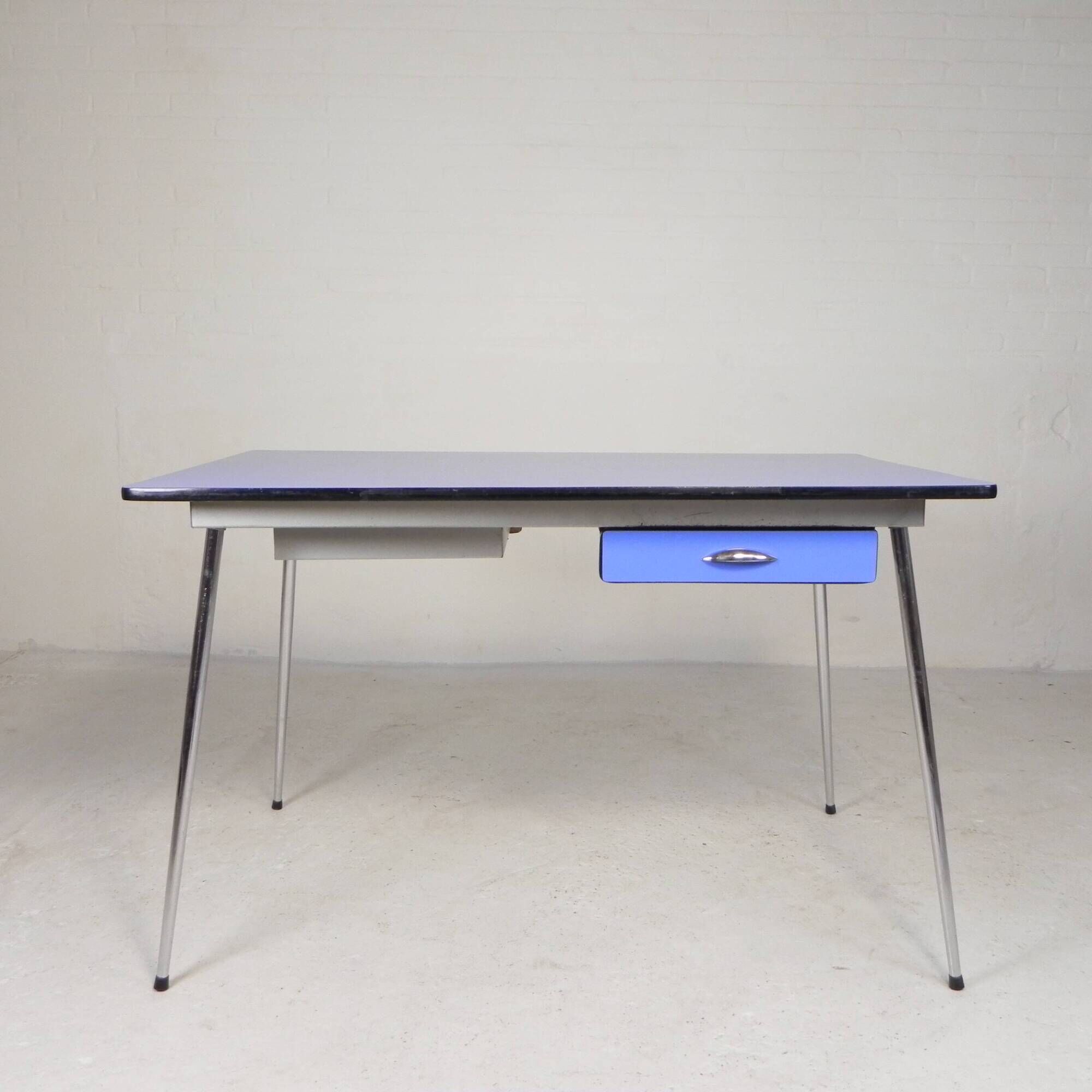 Formica table, desk with 2 drawers, 1950s