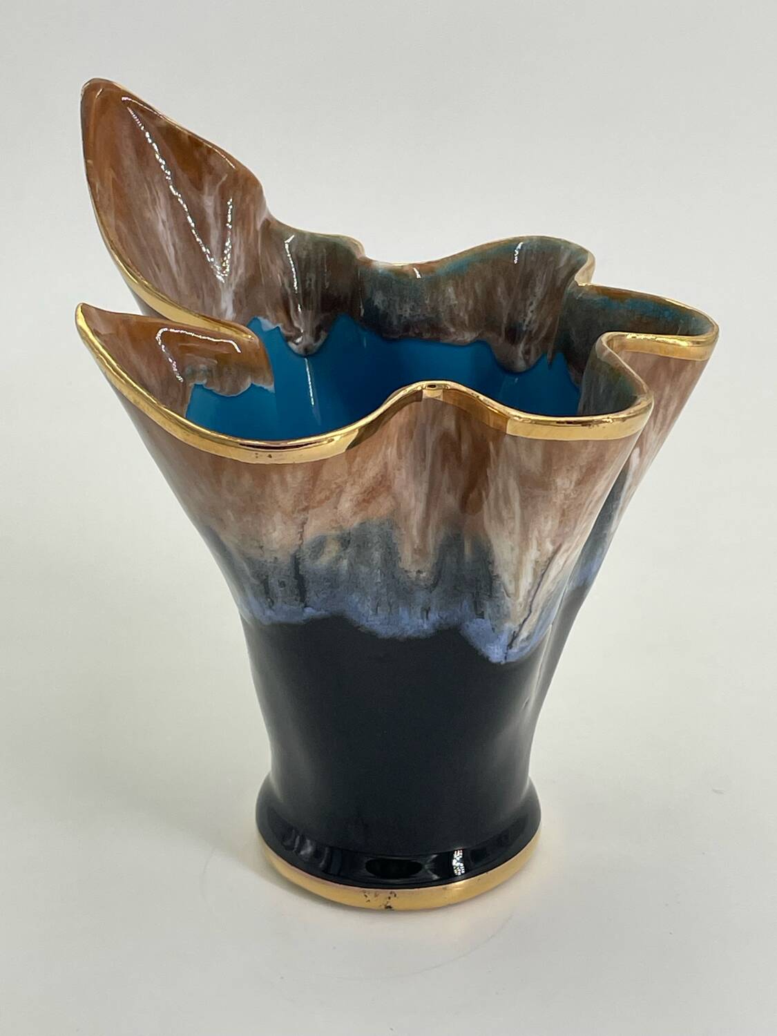 Vase en céramique vintage en forme de flamme