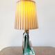 Lampe en cristal Val Saint Lambert à pied tourné, couleur verte, Belgique
