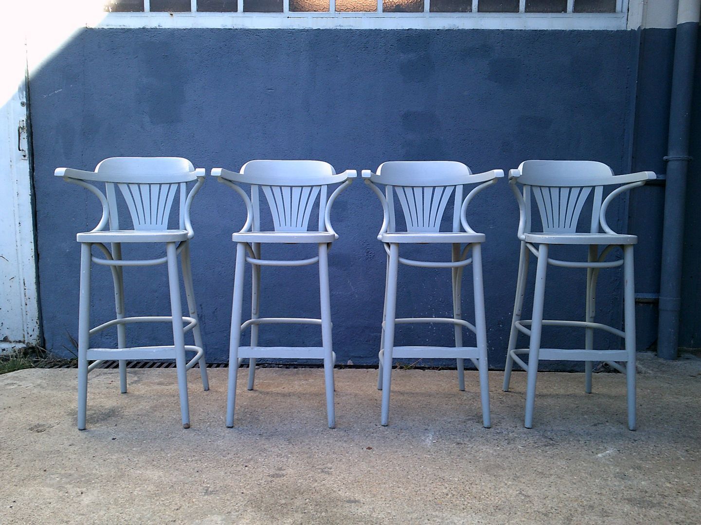 Set of 4 stools bistro in wood