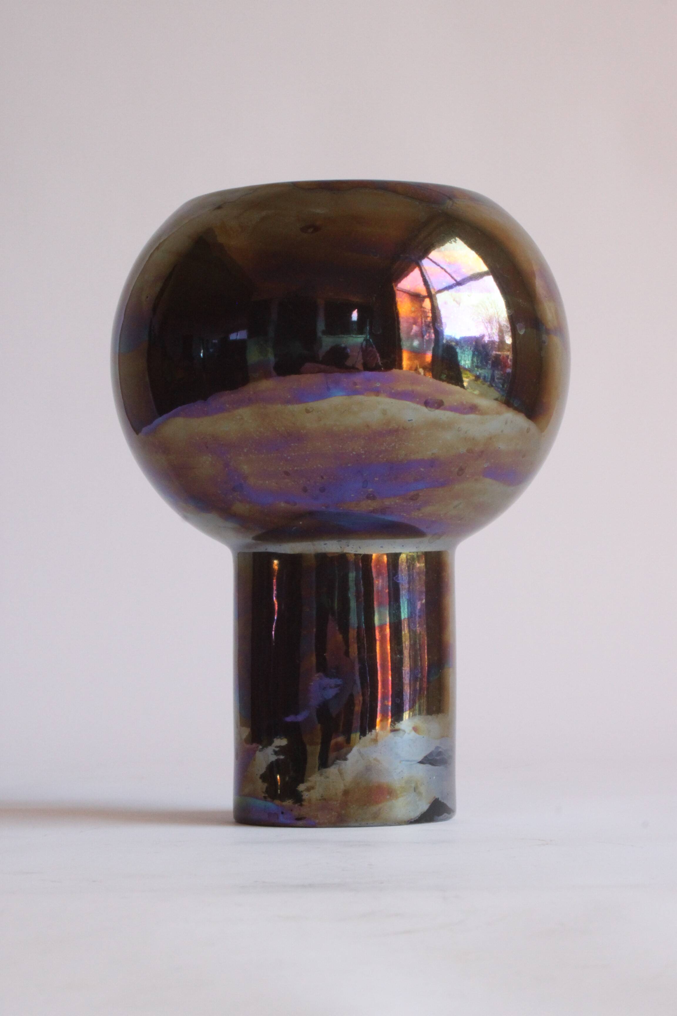 Metallic glaze ceramic vase, 1980s