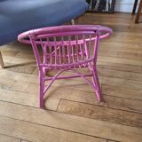Pink rattan children's armchair