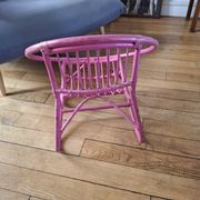 Fauteuil enfant en rotin rose