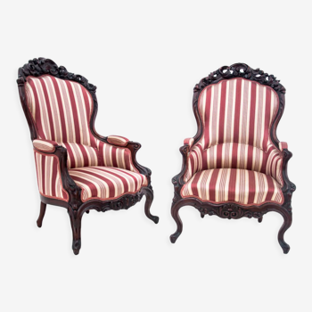 Two French bergere armchairs