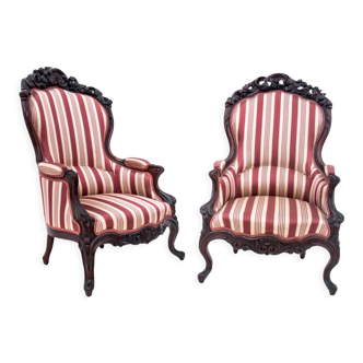 Two French bergere armchairs