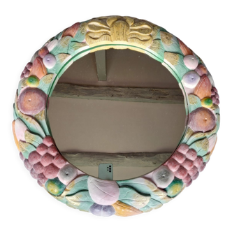 Vintage carved wood mirror 58cm