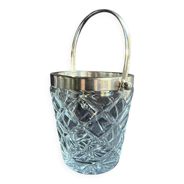Seau à glace – Cristal taillé et métal argenté